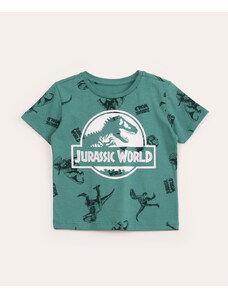 C&A camiseta infantil de algodão jurassic world verde