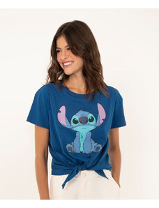 C&A camiseta manga curta com nó stitch azul