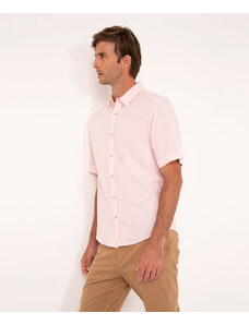 C&A camisa comfort oxford manga curta rosa claro