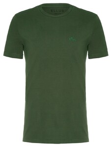 Camiseta Ellus Masculina Regular Cotton Fine Gothic Logo Verde Escuro