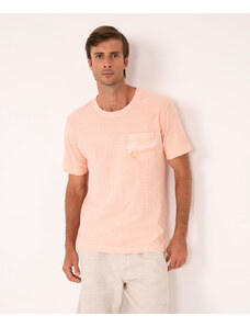 C&A camiseta manga curta com bolso coral