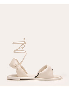 C&A sandália flat bicolor lace up + via mia off white