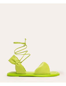 C&A sandália flat bicolor lace up + via mia verde
