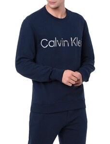 Moletom Calvin Klein Loungewear Masculino Crewneck Duo Logo Azul Marinho