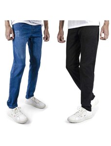 Polo State Kit 2 Calça Jeans Masculino Skinny Preta e Azul Clara Colorfull