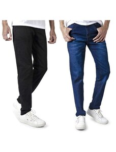 Polo State Kit 2 Calça Jeans Masculino Skinny Preta e Azul Escura Colorfull