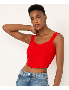 C&A blusa corset cropped de laise vermelho