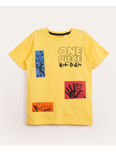 C&A camiseta infantil de algodão manga curta one piece amarelo