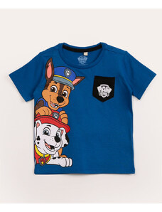 C&A camiseta infantil de algodão com bolso patrulha canina azul
