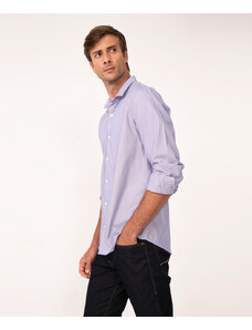 C&A camisa comfort listrada manga longa azul escuro
