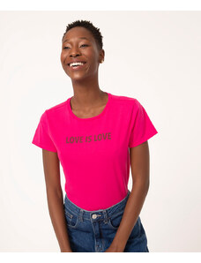 C&A camiseta de algodão manga curta love pink