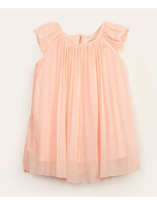C&A vestido infantil plissado poá com glitter rosa claro