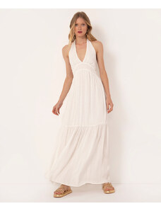 C&A vestido texturizado cropped frente única off white