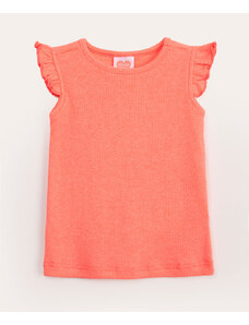 C&A blusa infantil manga fru fru coral