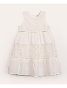 C&A vestido infantil de viscose recorte com renda off white