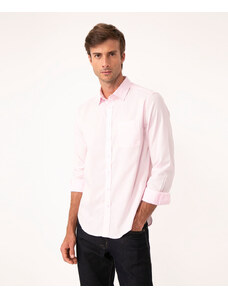 C&A camisa comfort listrada manga longa rosa claro