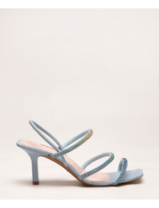 C&A sandália tiras strass salto alto dakota azul