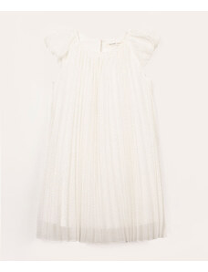 C&A vestido infantil plissado poá com glitter off white