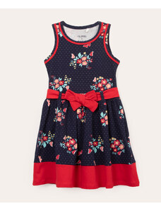 C&A vestido infantil floral com faixa azul marinho