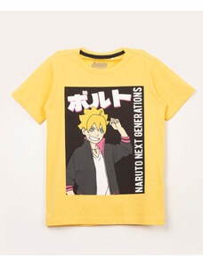 C&A camiseta infantil manga curta boruto amarela