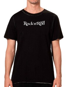 Camiseta Osklen Masculina Regular Dupla Face Rock N' Roll Cinza Mescla/Preta