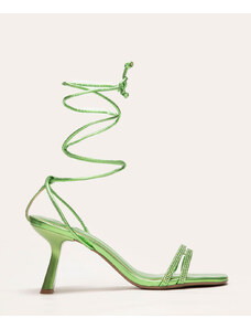 C&A sandália lace up tiras strass oneself verde