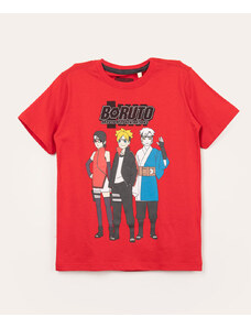 C&A camiseta infantil manga curta boruto vermelha