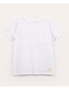 C&A camiseta infantil texturizada manga curta com bolso off white