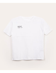 C&A camiseta infantil manga curta com recorte off white