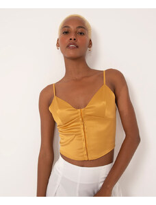 C&A blusa corset de cetim alça fina dourado