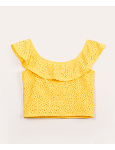 C&A blusa infantil de laise ciganinha com babado amarela