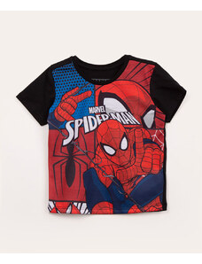 C&A camiseta infantil manga curta homem aranha preta