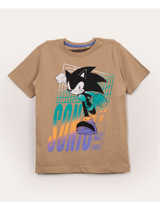 C&A camiseta infantil manga curta sonic bege