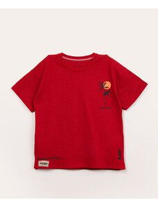 C&A camiseta infantil manga curta coqueiros vermelha
