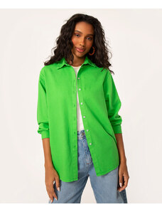 C&A camisa de algodão manga longa verde