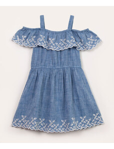 C&A vestido infantil ciganinha com bordado alça fina azul