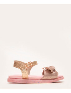 C&A sandália infantil metalizada com nó molekinha rosa