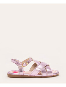 C&A sandália infantil metalizada molekinha lilás