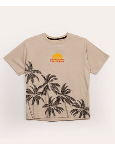 C&A camiseta infantil manga curta coqueiros bege