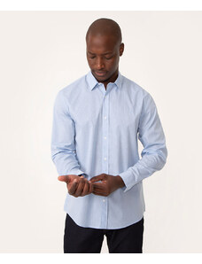 C&A camisa comfort de algodão xadrez manga longa azul claro