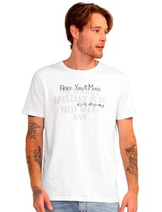 Camiseta Ellus Masculina Cotton Fine Free Your Mind Foil Branca