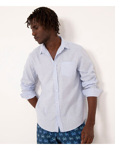 C&A camisa comfort manga longa short co azul claro