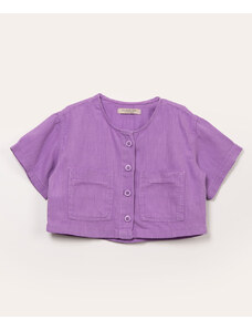 C&A camisa infantil manga curta cropped lilás