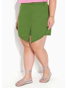 Marguerite Short-Saia Verde com Fenda Plus Size