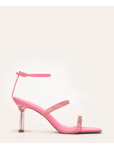 C&A sandália com strass salto médio oneself pink