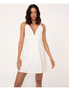 C&A vestido curto de laise decote v off white