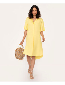 C&A vestido chemise midi manga curta amarelo