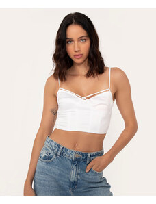 C&A blusa acetinada cropped corset off white