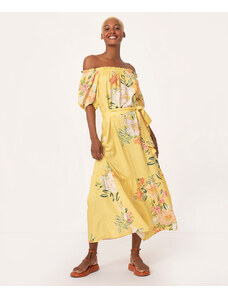 C&A vestido longo de viscose jardim solar ombro a ombro amarelo