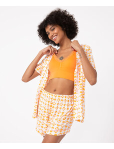 C&A pijama americano coração manga curta laranja